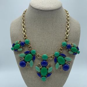 Stella & Dot Juniper Statement Necklace - Green/Blue Cabochons with Glass Stone